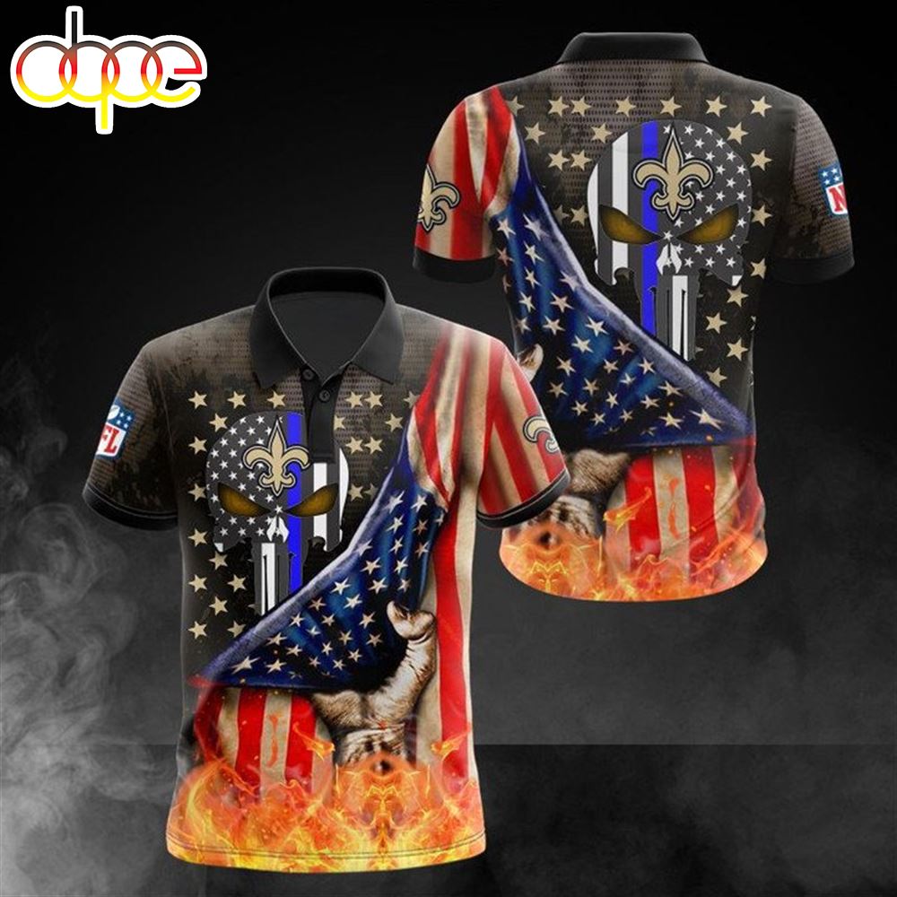 NFL New Orleans Saints American Flag Polo Shirt V2
