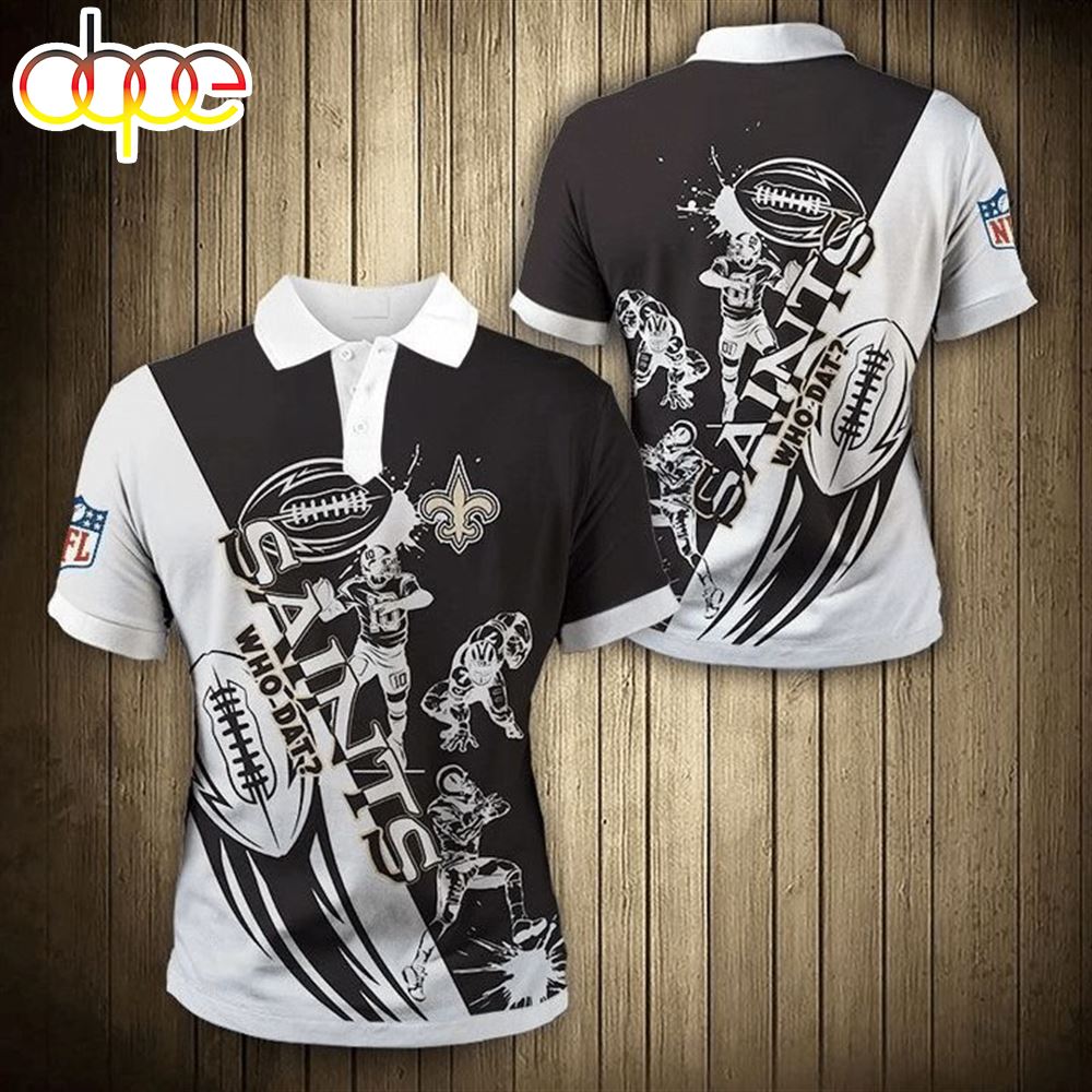 NFL New Orleans Saints Black White Fashion Polo Shirt