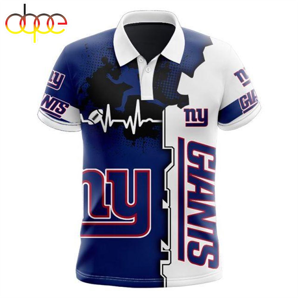 NFL New York Giants White Navy Blue Polo Shirt V3