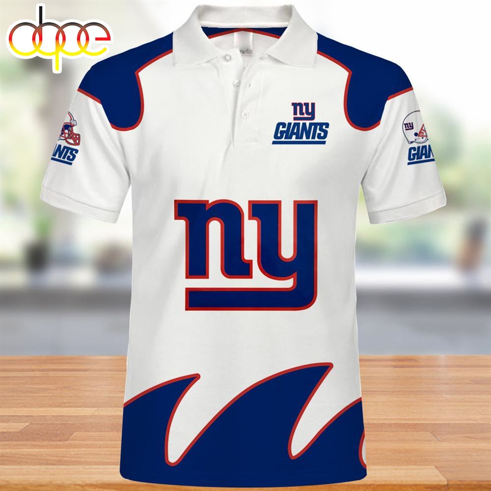 NFL New York Giants White Navy Blue Polo Shirt