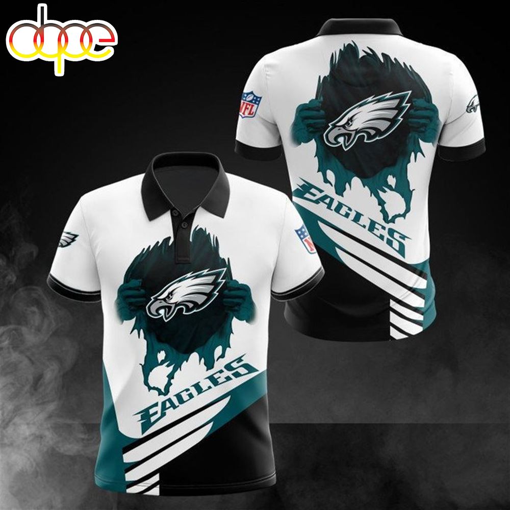 NFL Philadelphia Eagles White Green Logo Polo Shirt