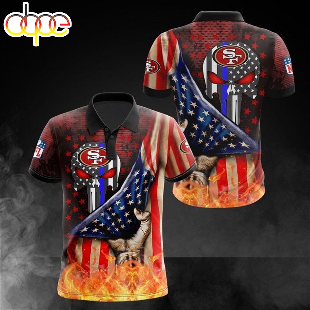 NFL San Francisco 49ers American Flag Polo Shirt V2