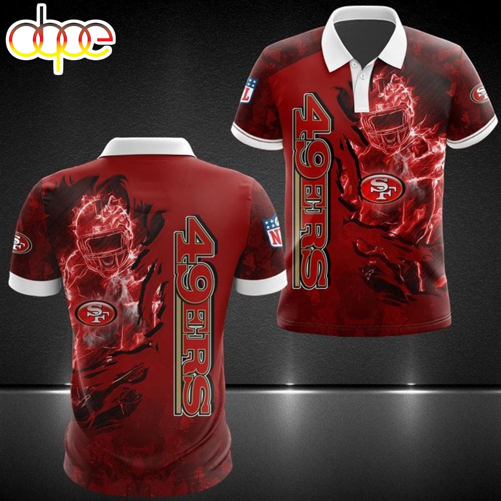 NFL San Francisco 49ers Red Scratch Fire Player Polo Shirt