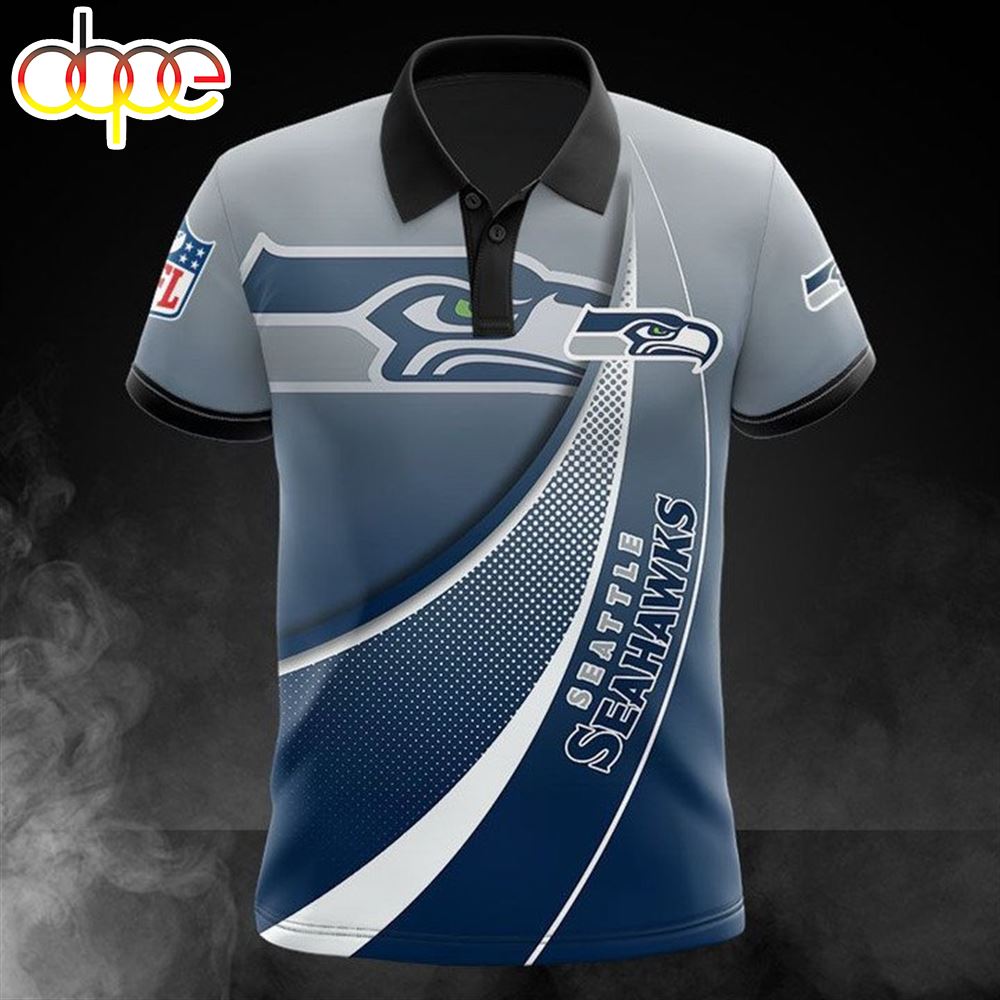 NFL Seattle Seahawks Navy Grey Polo Shirt