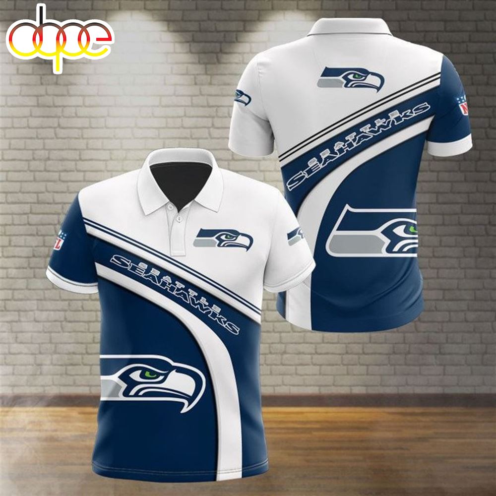 NFL Seattle Seahawks Navy White Polo Shirt V2