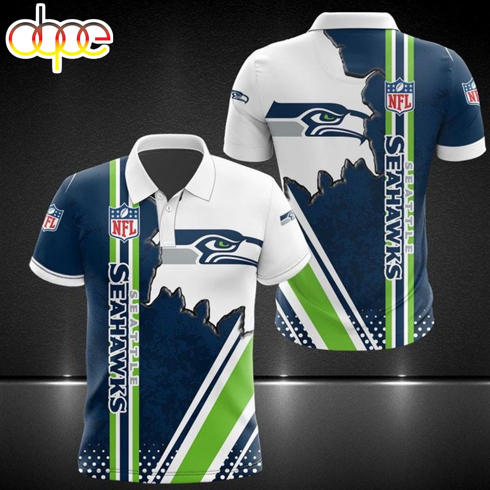NFL Seattle Seahawks Navy White Polo Shirt