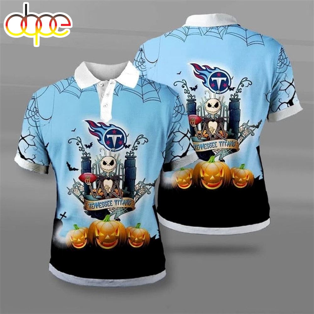 NFL Tennessee Titans Halloween Jack Skellington Polo Shirt