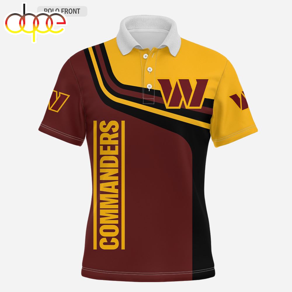 NFL Washington Commanders Brown Black Yellow Curve Polo Shirt