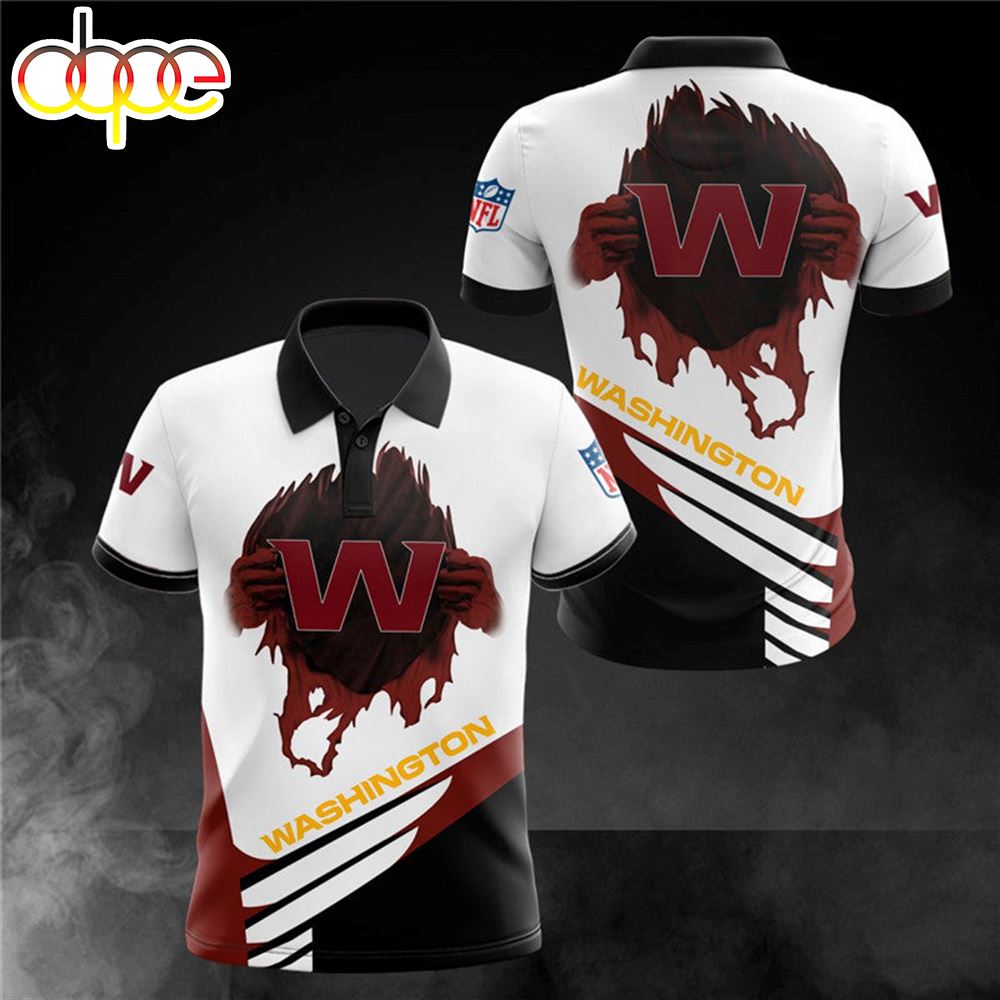 NFL Washington Commanders White Brown Logo Polo Shirt