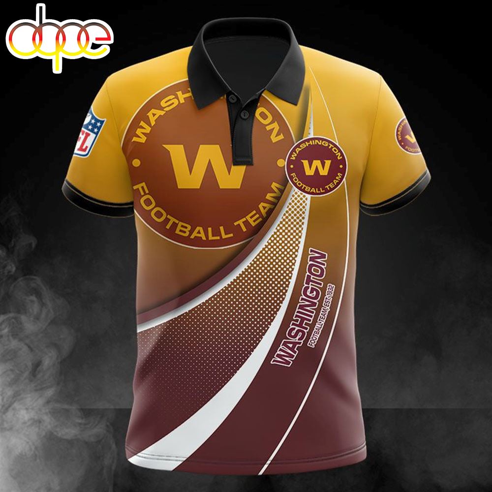 NFL Washington Commanders Yellow Brown White Curve Polo Shirt