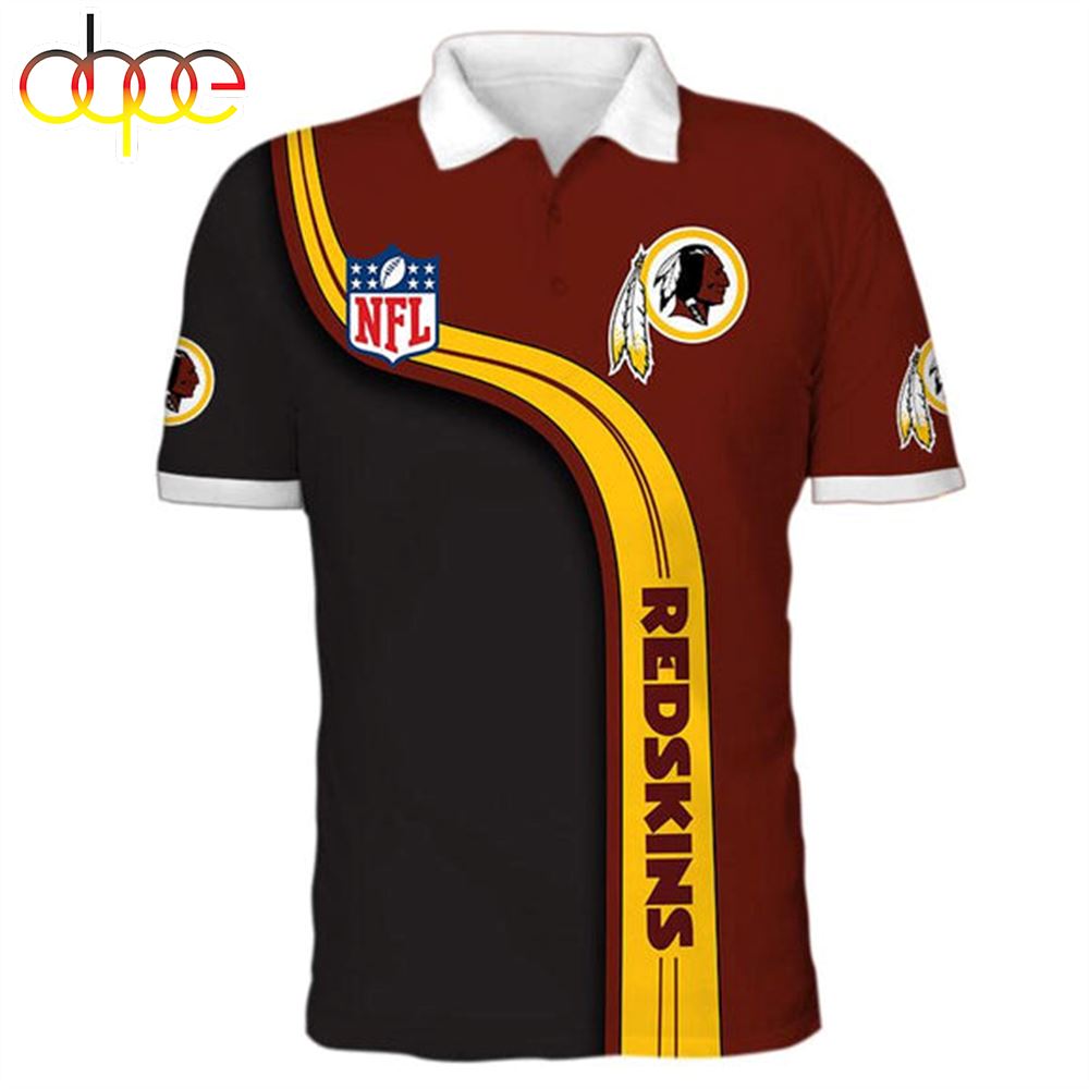 NFL Washington Redskins Black Yellow Brown Polo Shirt