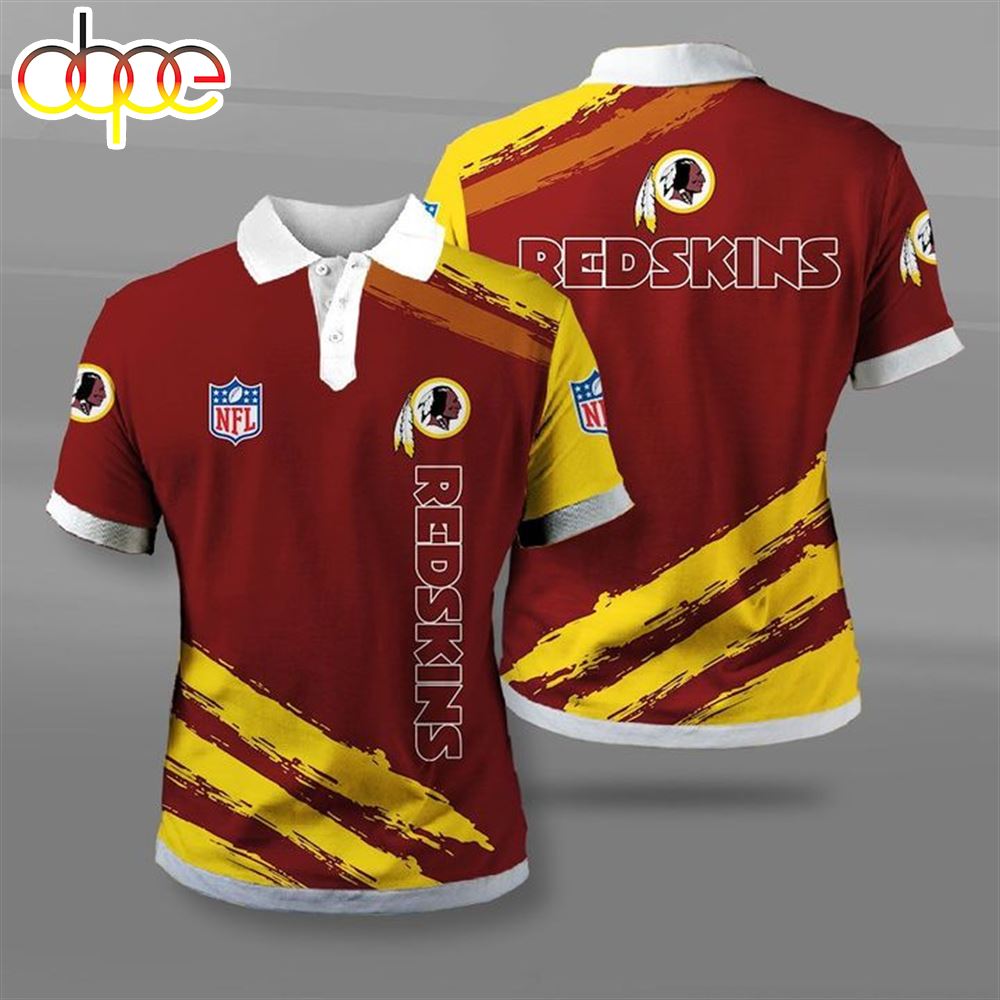 NFL Washington Redskins Brown Golden Stripes Polo Shirt