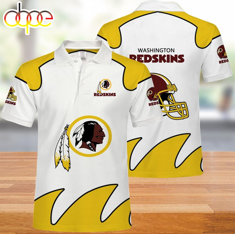 NFL Washington Redskins White Golden Logo Polo Shirt