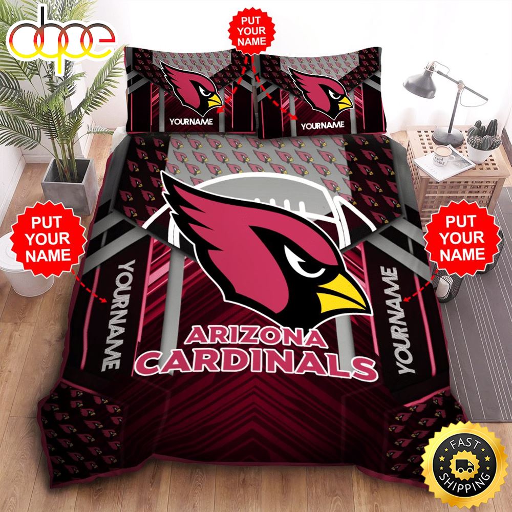 NFL Arizona Cardinals Custom Name Black Red Bedding Set