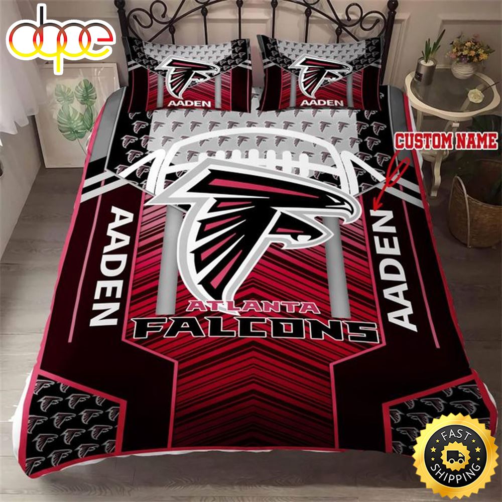 NFL Atlanta Falcons Custom Name Red Black Bedding Set