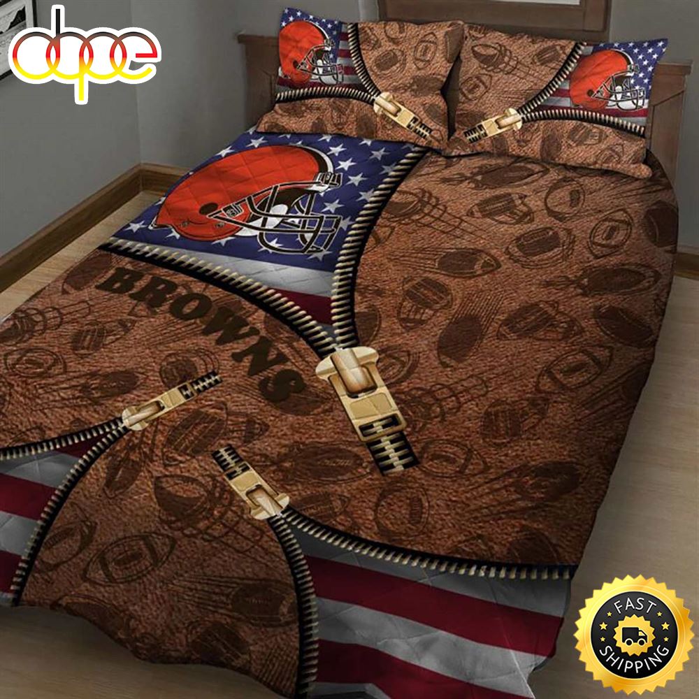 NFL Cleveland Browns America Flag Bedding Set