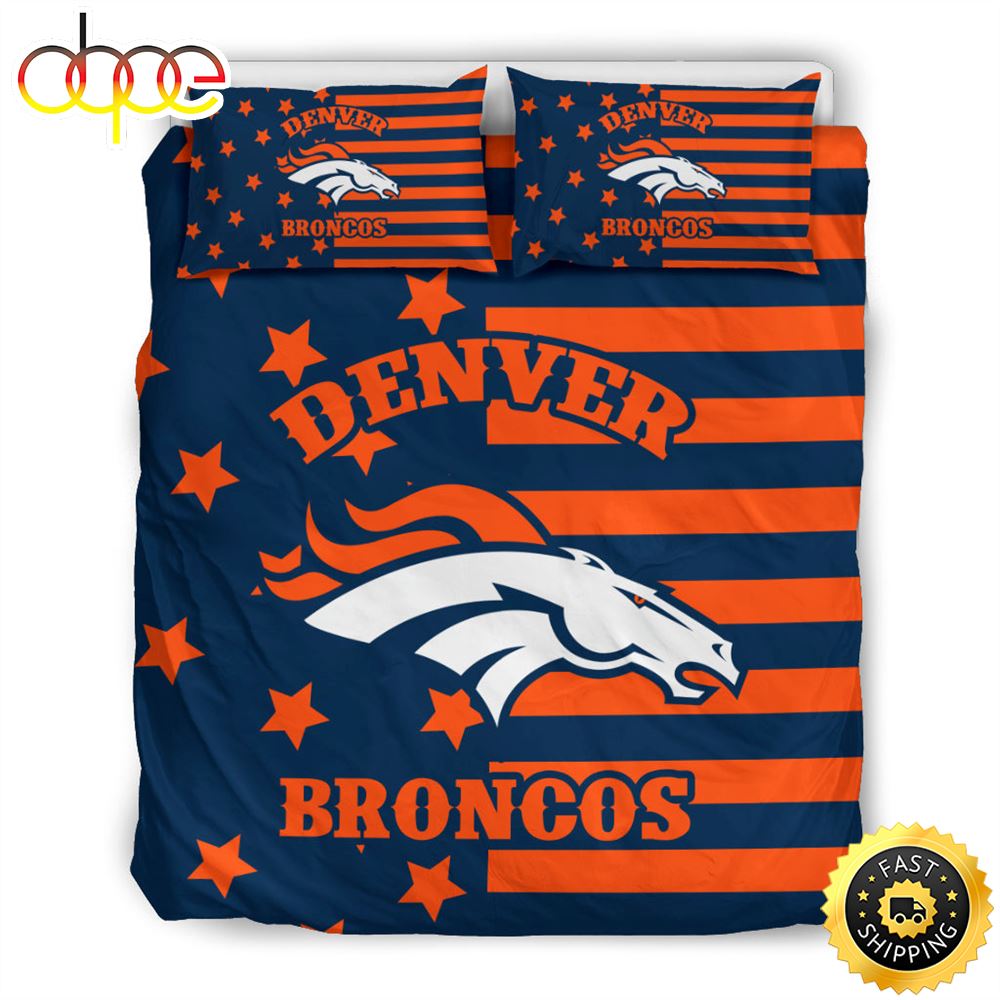 NFL Denver Broncos Orange Navy Blue Bedding Set