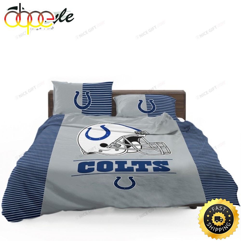 NFL Indianapolis Colts Grey Blue Bedding Set