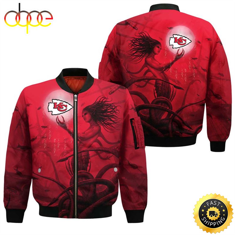 NFL Kansas City Chiefs All Over Print Bomber Jackets Size S-5XL Temas