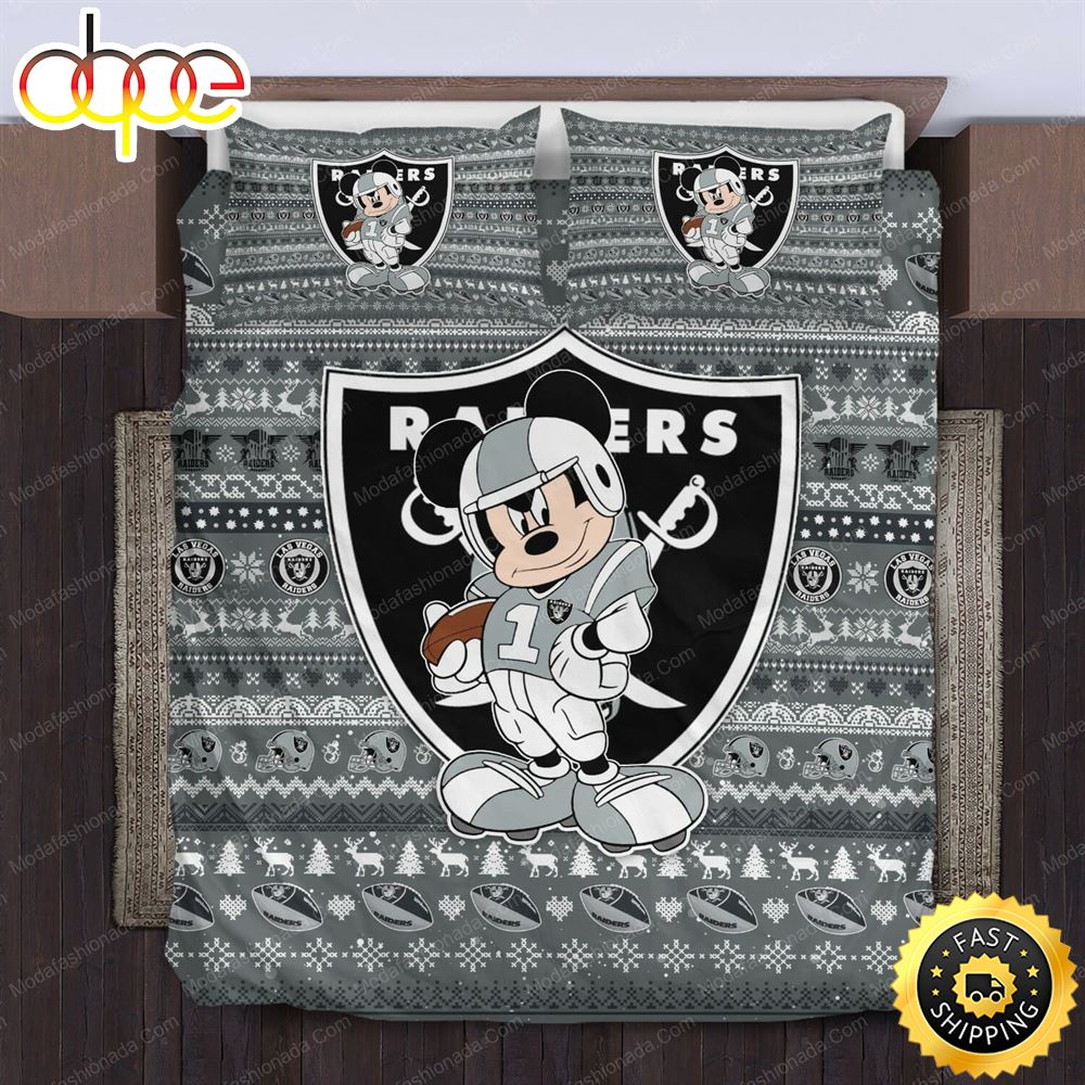 NFL Las Vegas Raiders Mickey Silver Bedding Set
