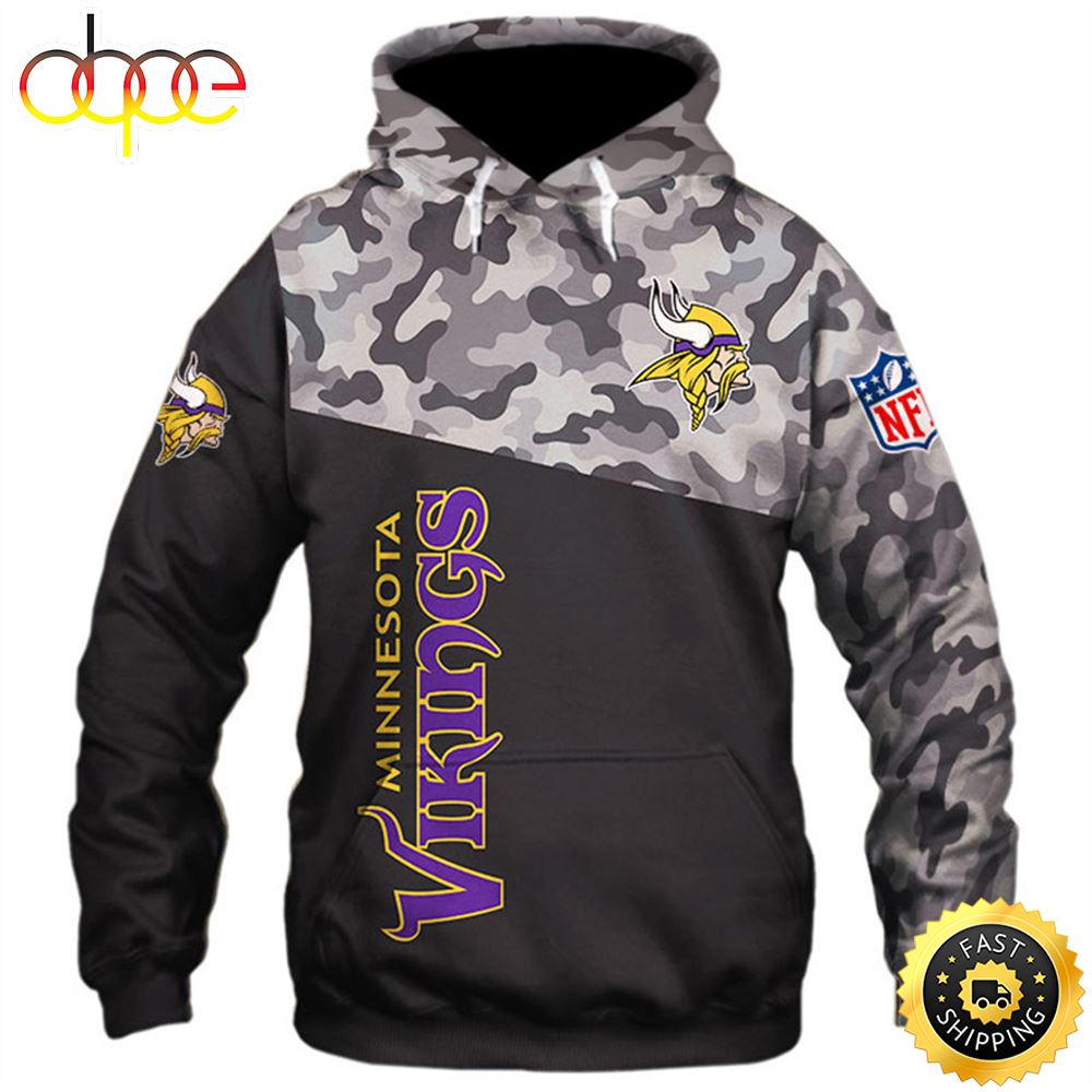 NFL Minnesota Vikings Camo 3D Hoodie All Over Print Shirts