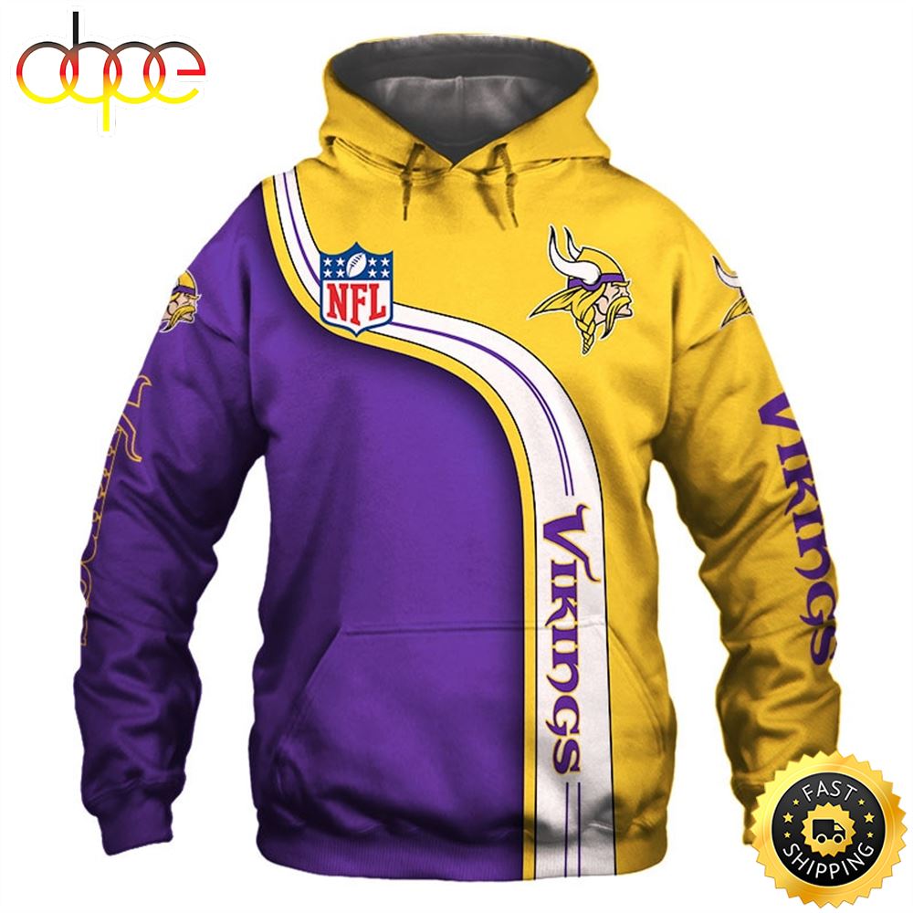 NFL Minnesota Vikings Fashion &amp; NFL Logo 3D Hoodie All Over Print Shirts
