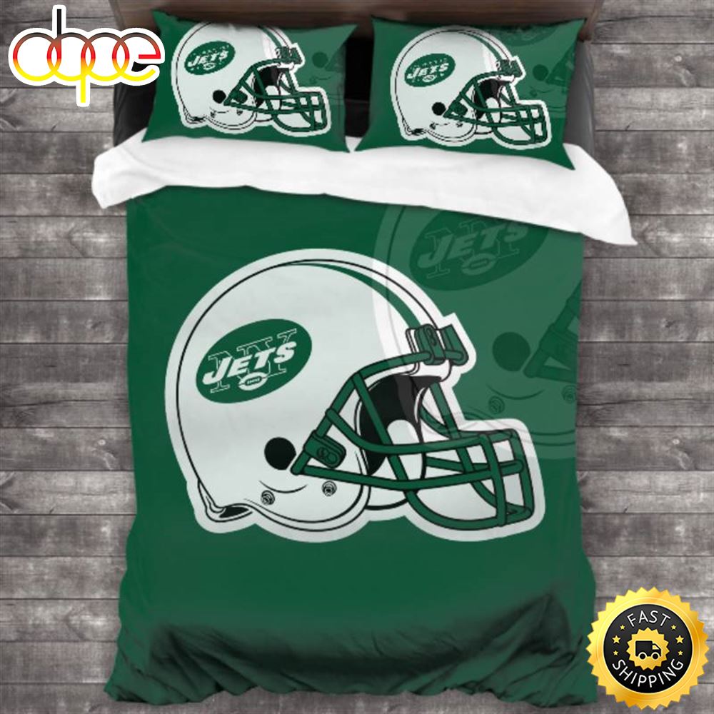NFL New York Jets White Helmet Green Bedding Set