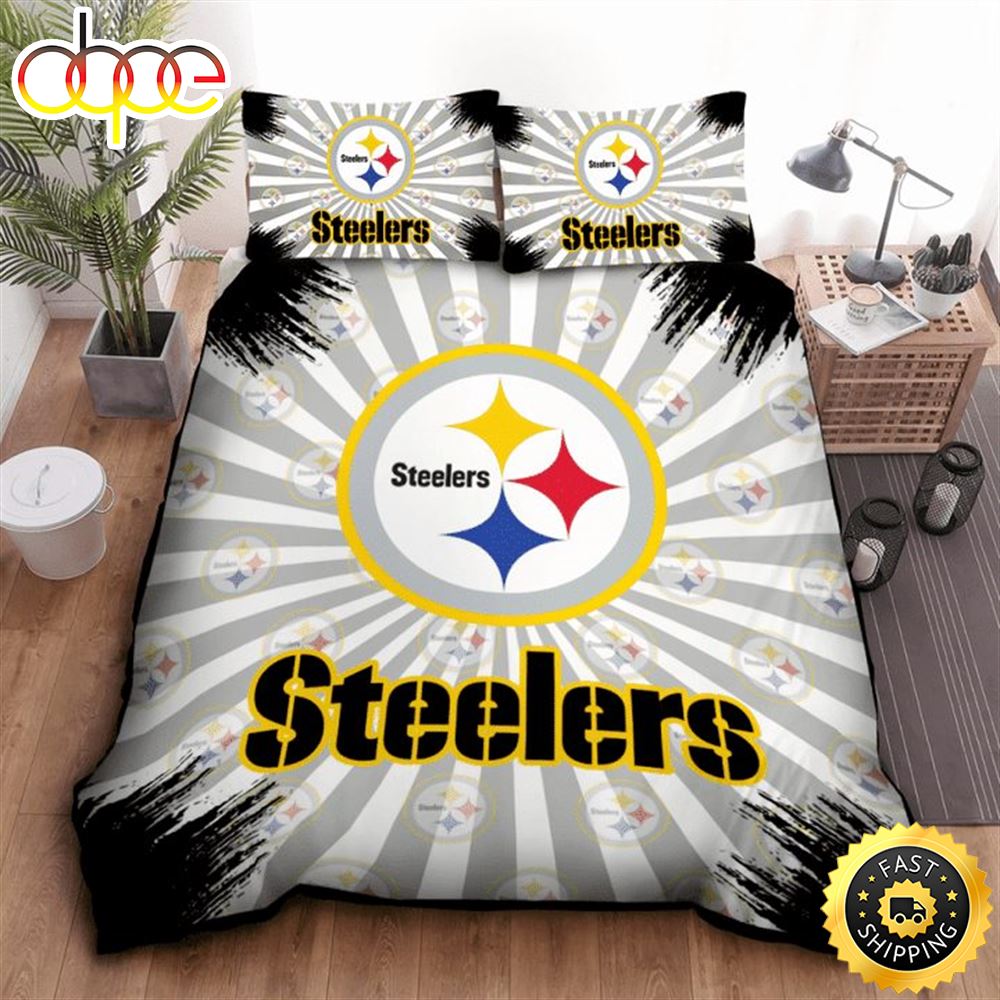NFL Pittsburgh Steelers Grey Logo Highlight Bedding Set