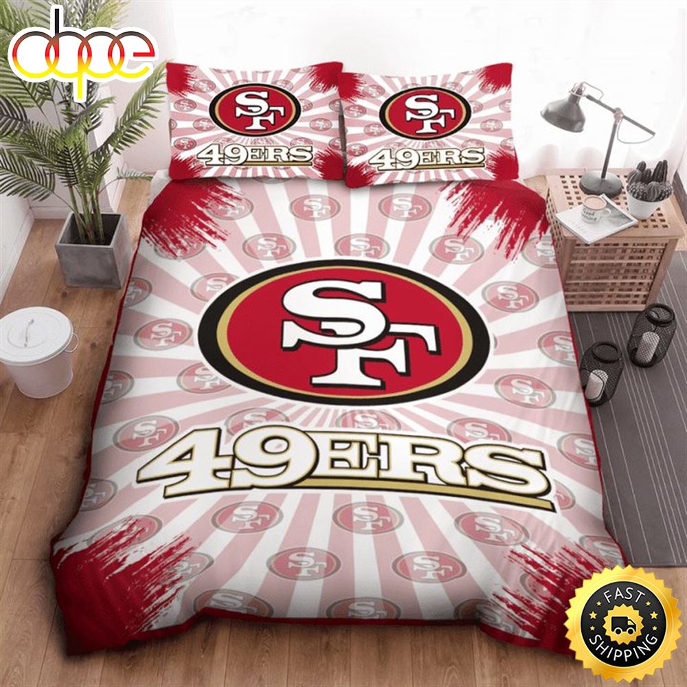 NFL San Francisco 49ers Logo White Red Bedding Set