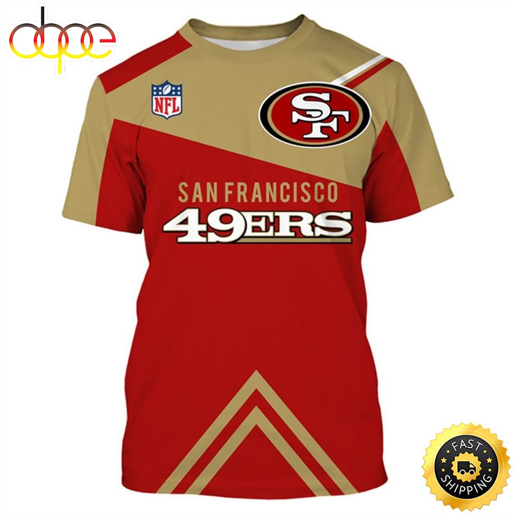 New N.F.L.San Francisco 49ers Official Logos &amp; Official Classic 49ers Team All Over Print Shirt