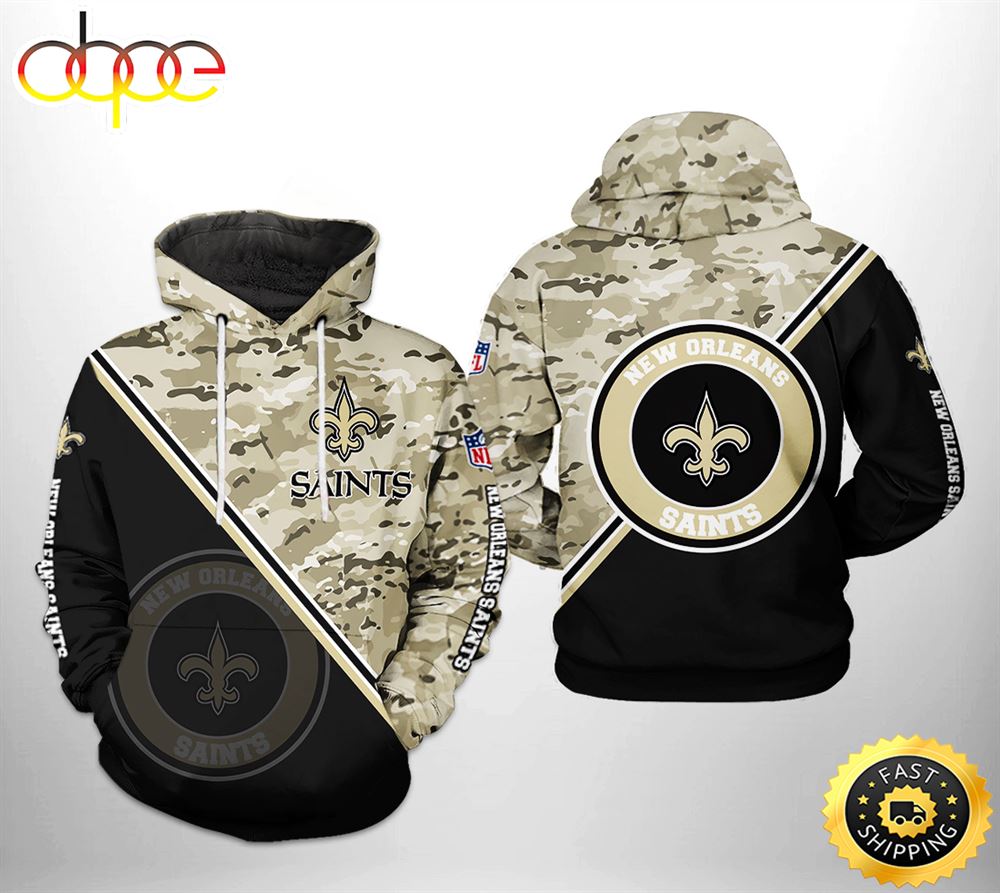 New Orleans Saints NFL Camo Team 3D Printed HoodieZipper Hoodie