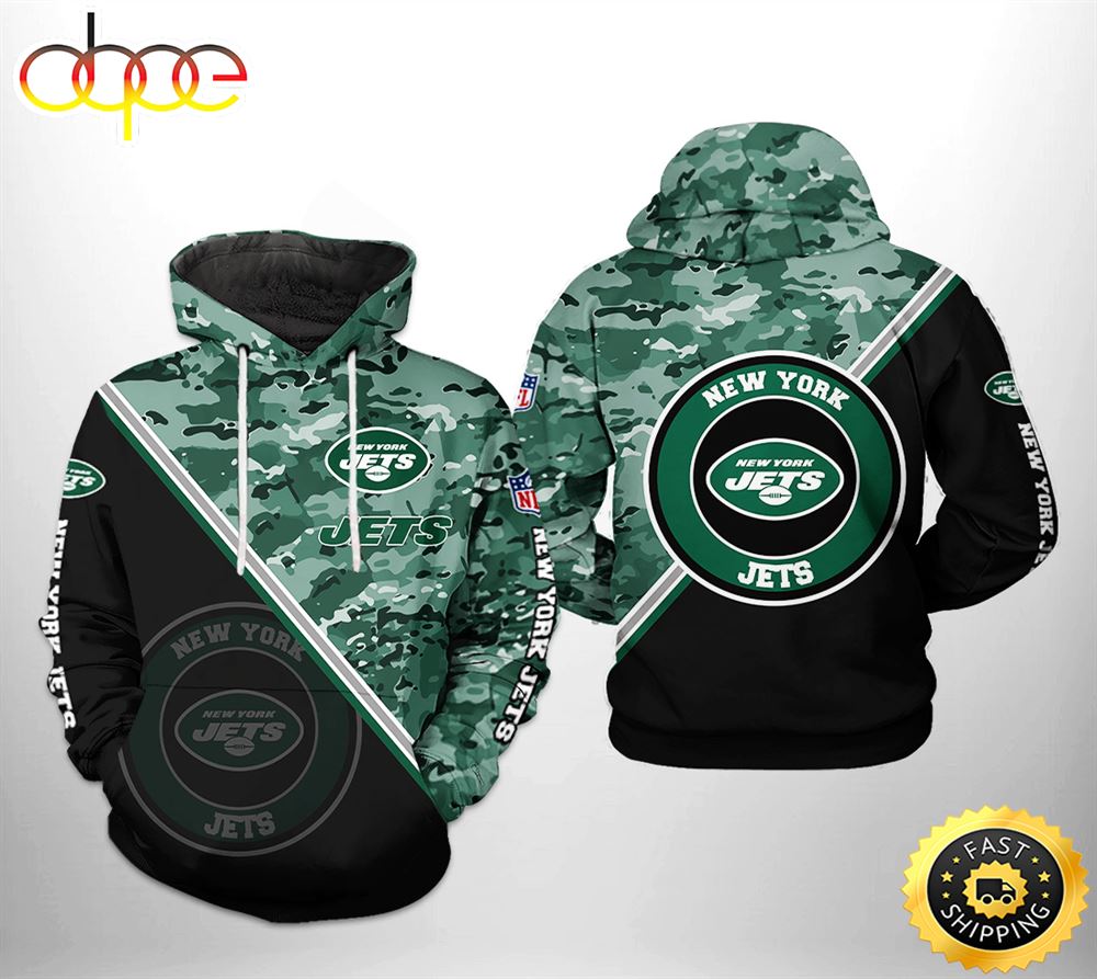 New York Jets NFL Camo Team 3D Printed HoodieZipper Hoodie