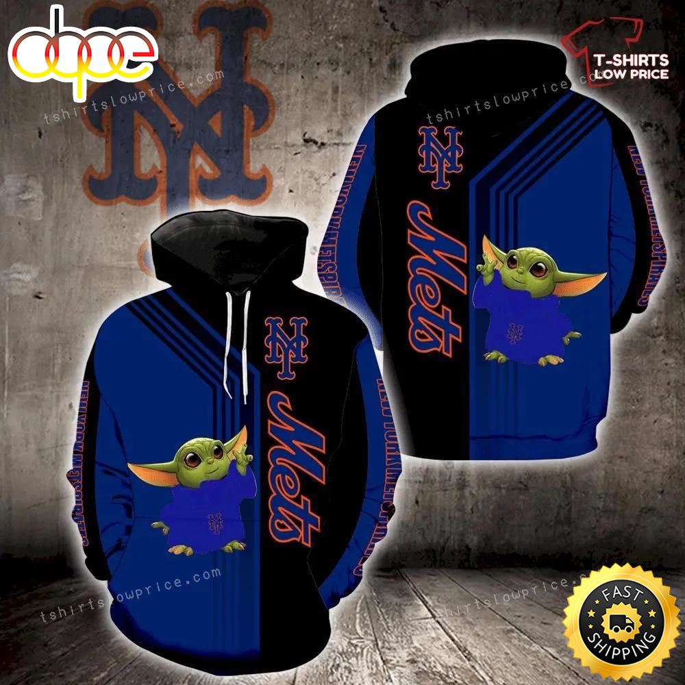 New York Mets Baby Yoda Full Print 3d Hoodie Zipper For Men Women, New York Mets Fan Gift