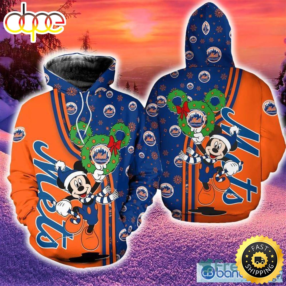 New York Mets Disney Mickey Funny Hoodie Zip Hoodie Blue Print Holiday Gift For Fans Christmas