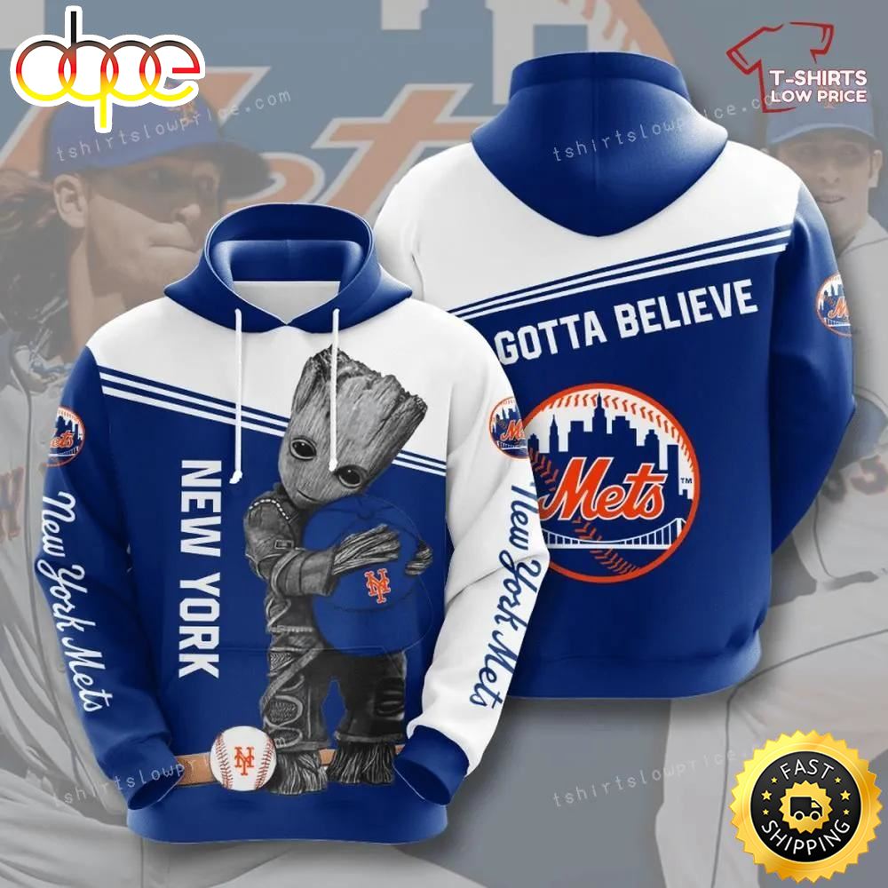 New York Mets Groot Hold Logo Custom Hoodie 3d