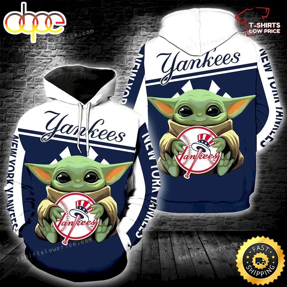 New York Yankees Baby Yoda Full Print 3d Hoodie Zipper Men Women