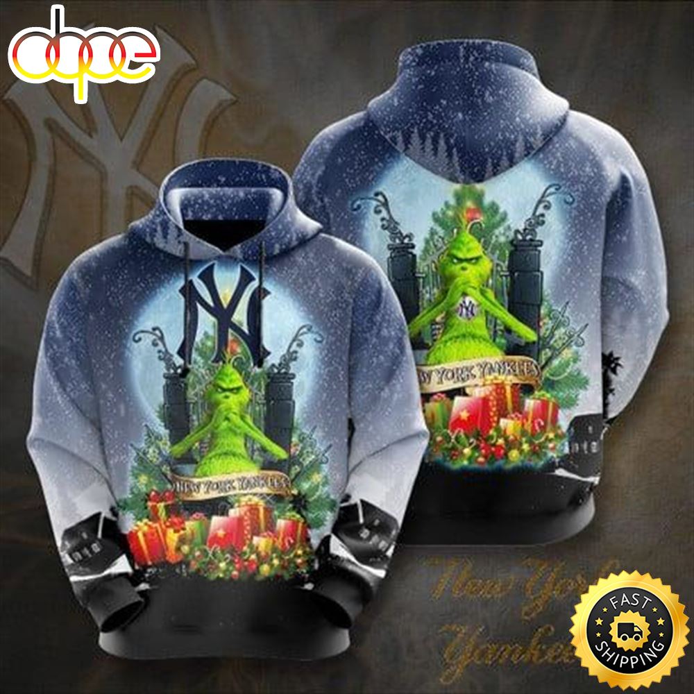 New York Yankees Baseball Team Grinch All Over Print 3D Hoodie