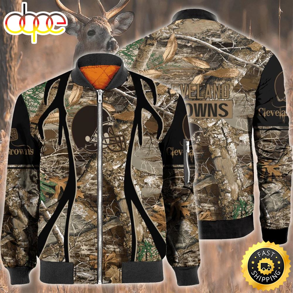 Nfl Cleveland Browns Hunting Bomber Jacket