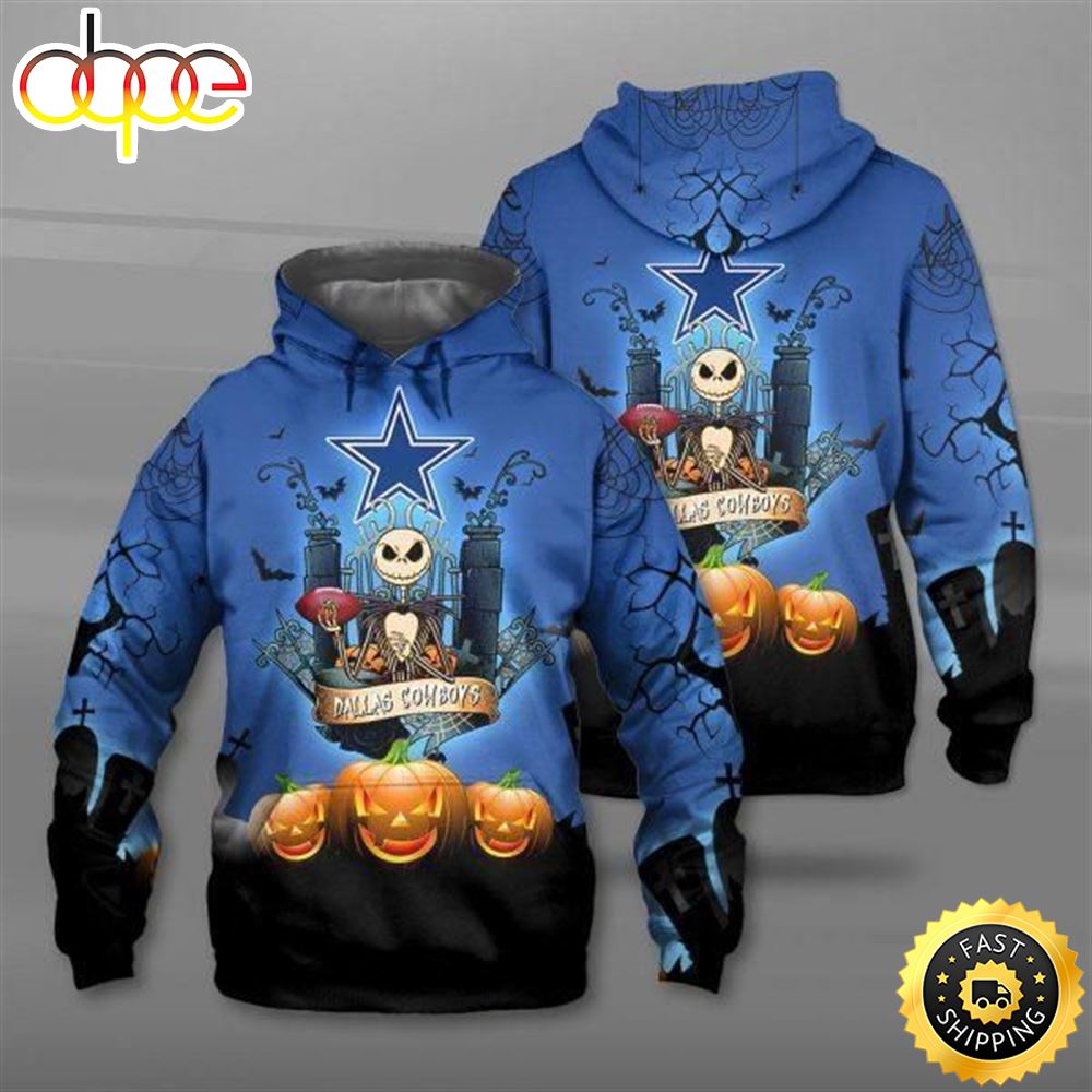 Nfl Dallas Cowboys The Nightmare Before Christmas Jack Skellington 3D All Over Print Zip Up Hoodie Option - Dingeas