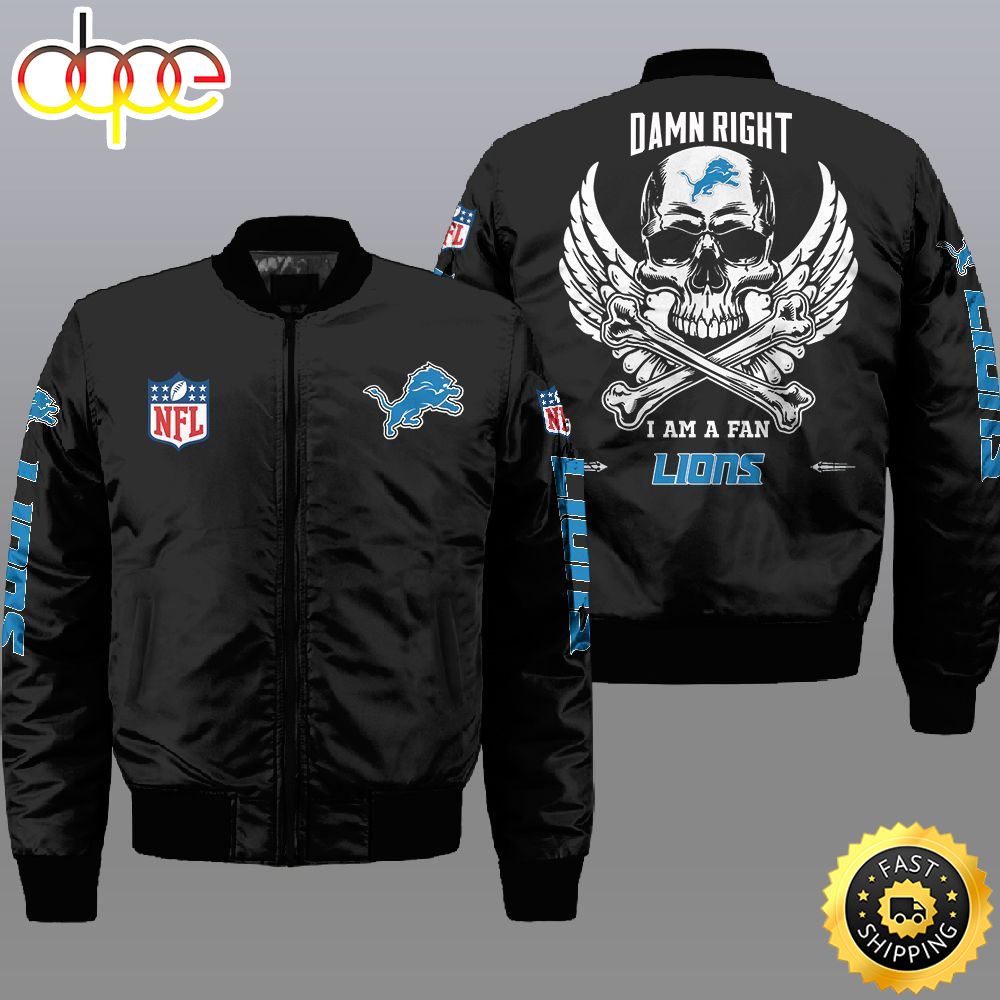 Nfl Detroit Lions Wings Skull 3D Bomber Jacket