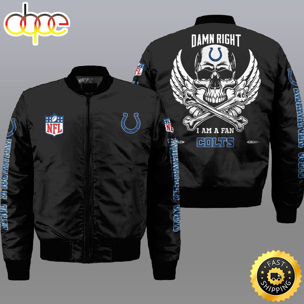 Nfl Indianapolis Colts Wings Skull 3D Bomber Jacket