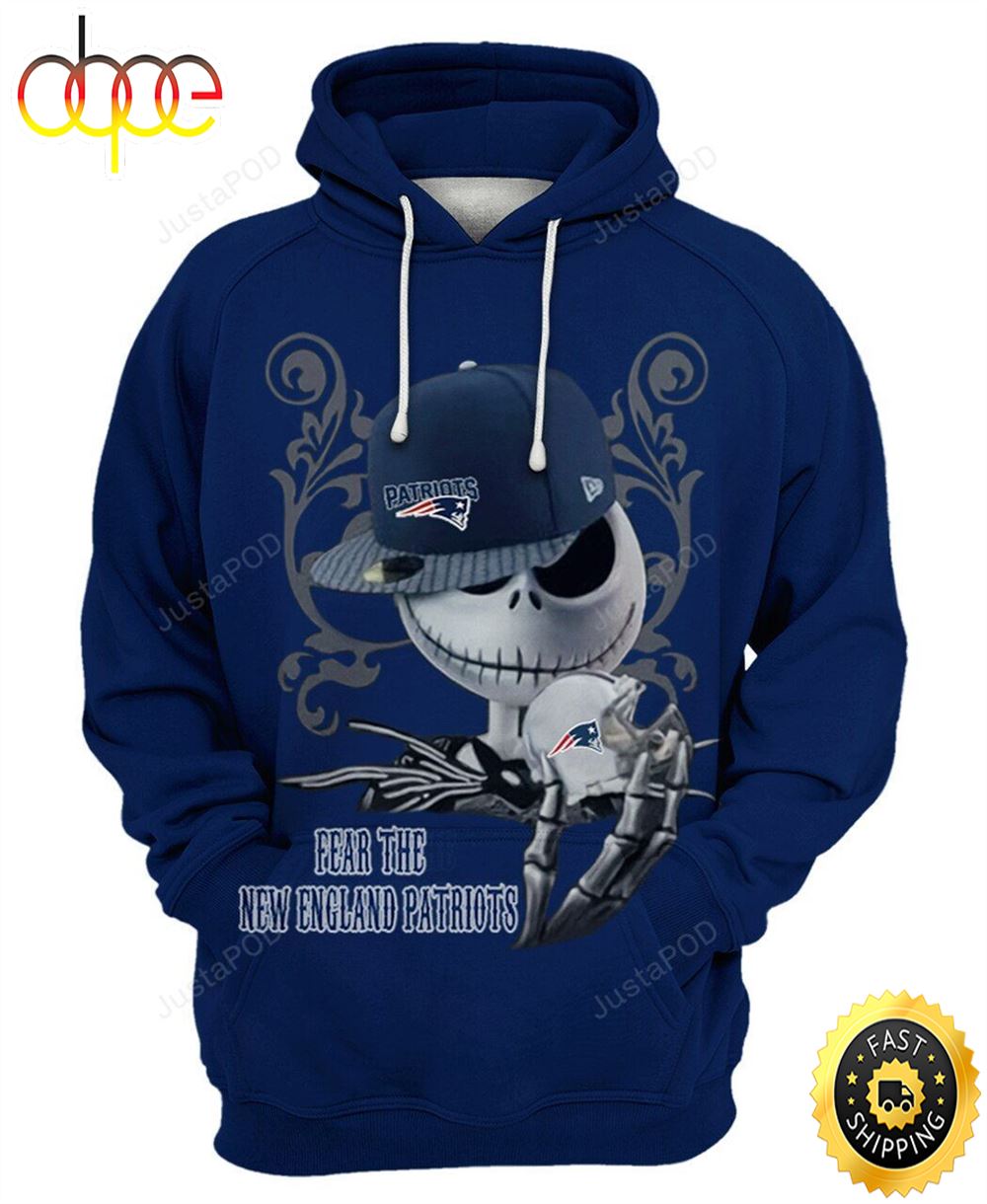 Nfl New England Patriots Jack Skellington Men And Women 3D All Over Print Zip Up Hoodie Optiont - Dingeas