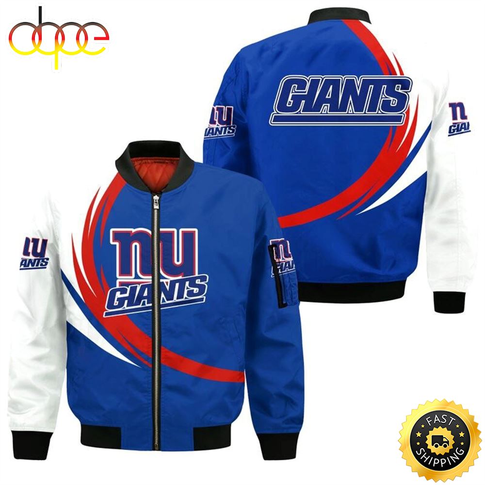 Nfl New York Giants Curve Design Bomber Jacket