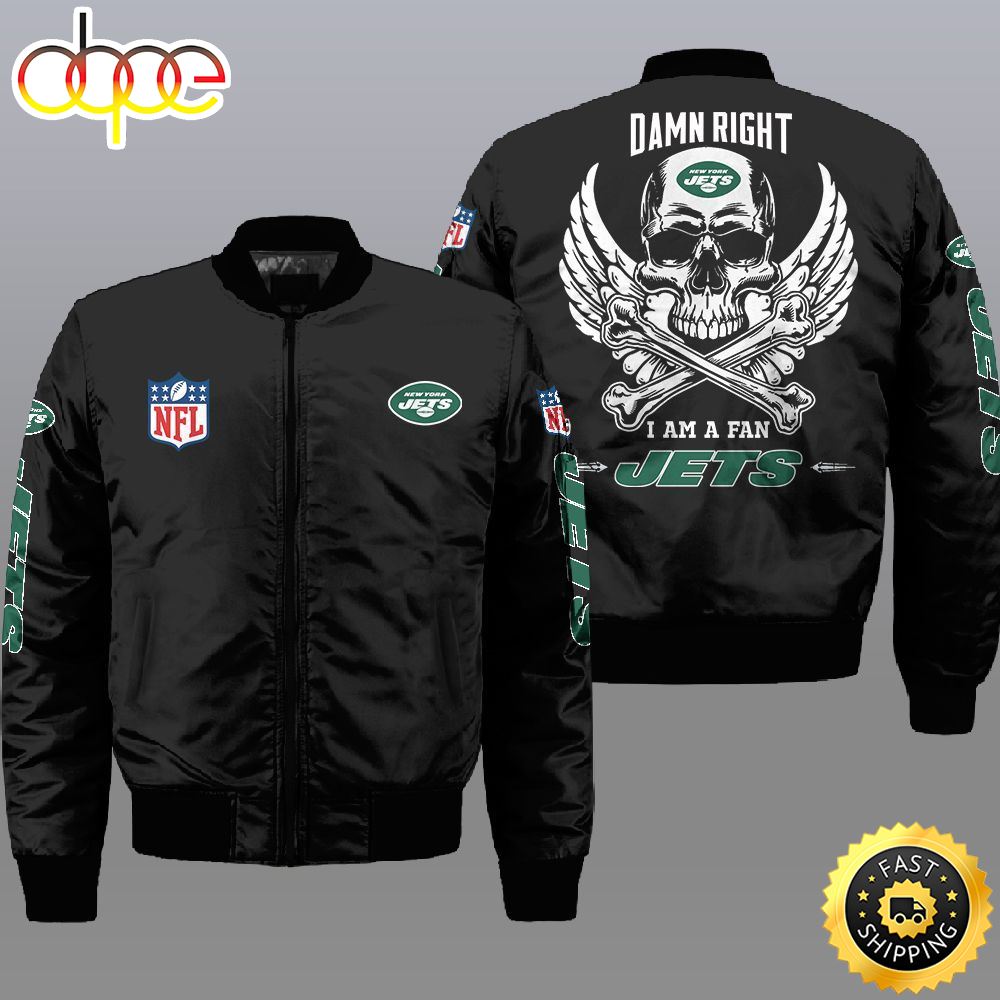 Nfl New York Jets Wings Skull 3D Bomber Jacket