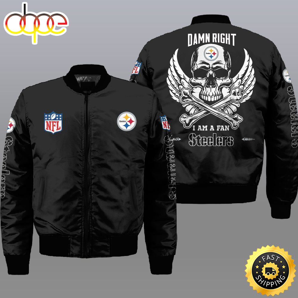 Nfl Pittsburgh Steelers Wings Skull 3D Bomber Jacket