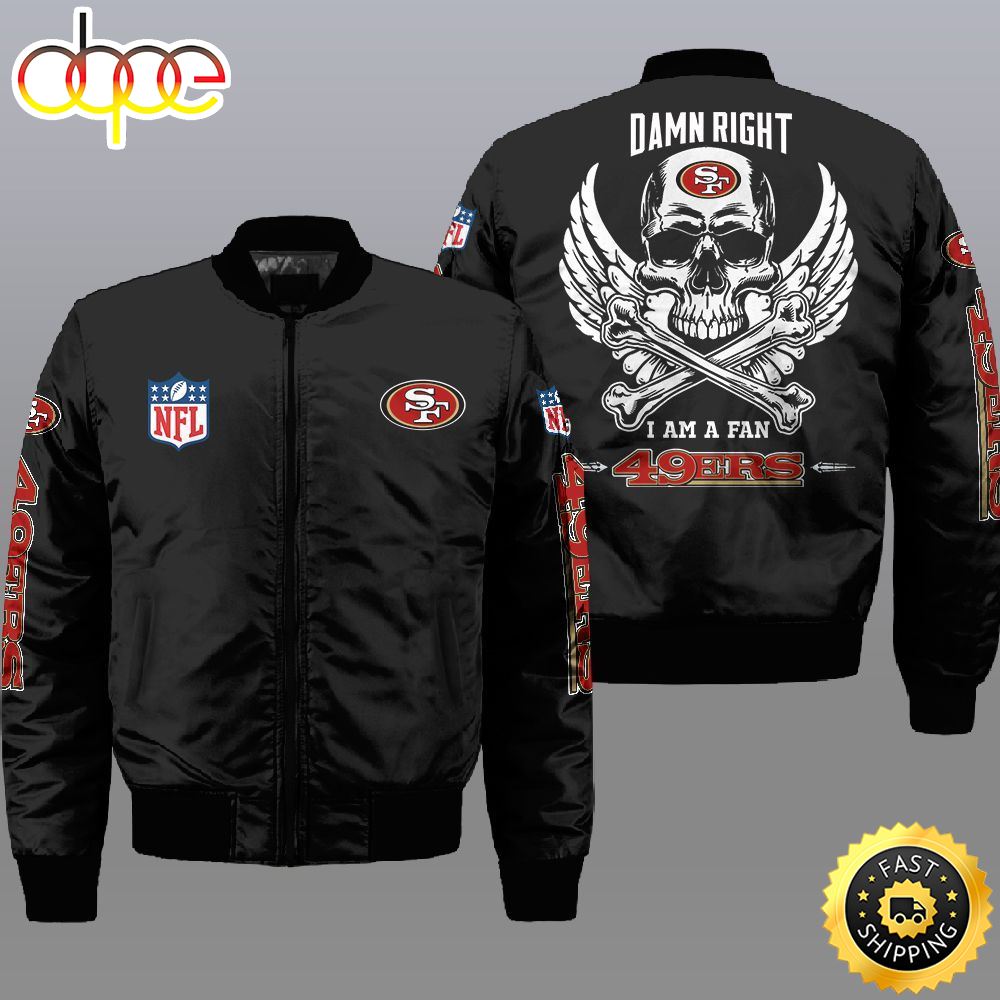 Nfl San Francisco 49Ers Wings Skull 3D Bomber Jacket