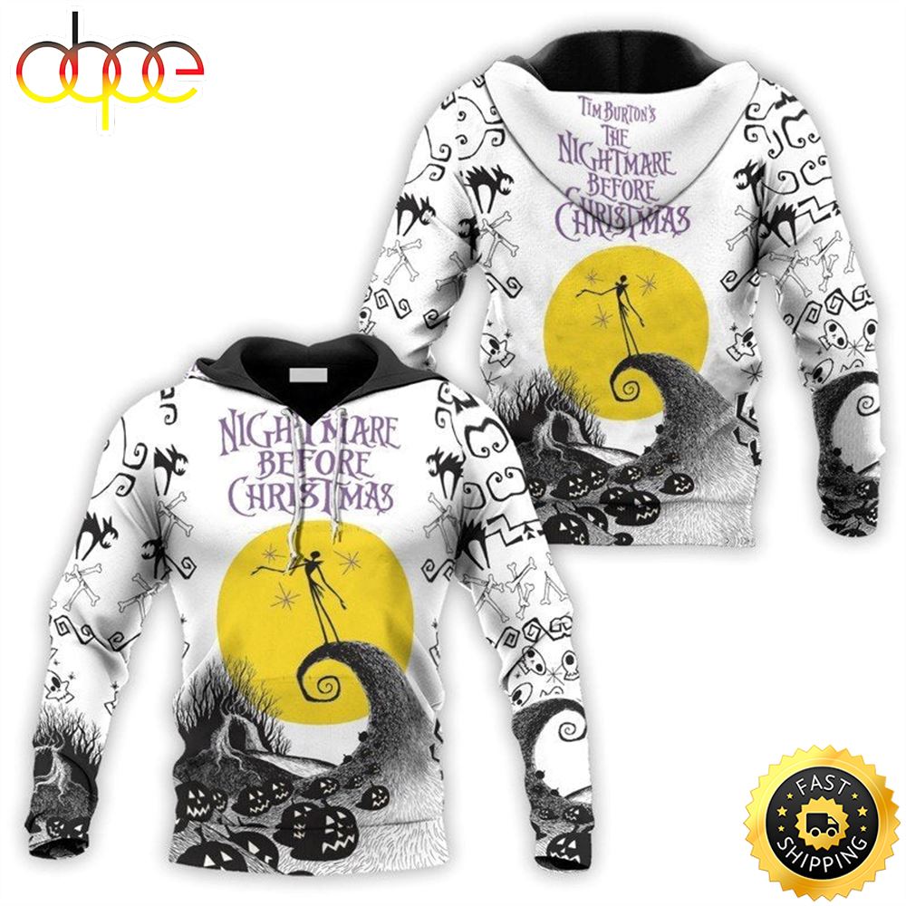 Nightmare Before Christmas Jack Skellington Hoodie &amp; Zip Hoodie 3D All Over Print
