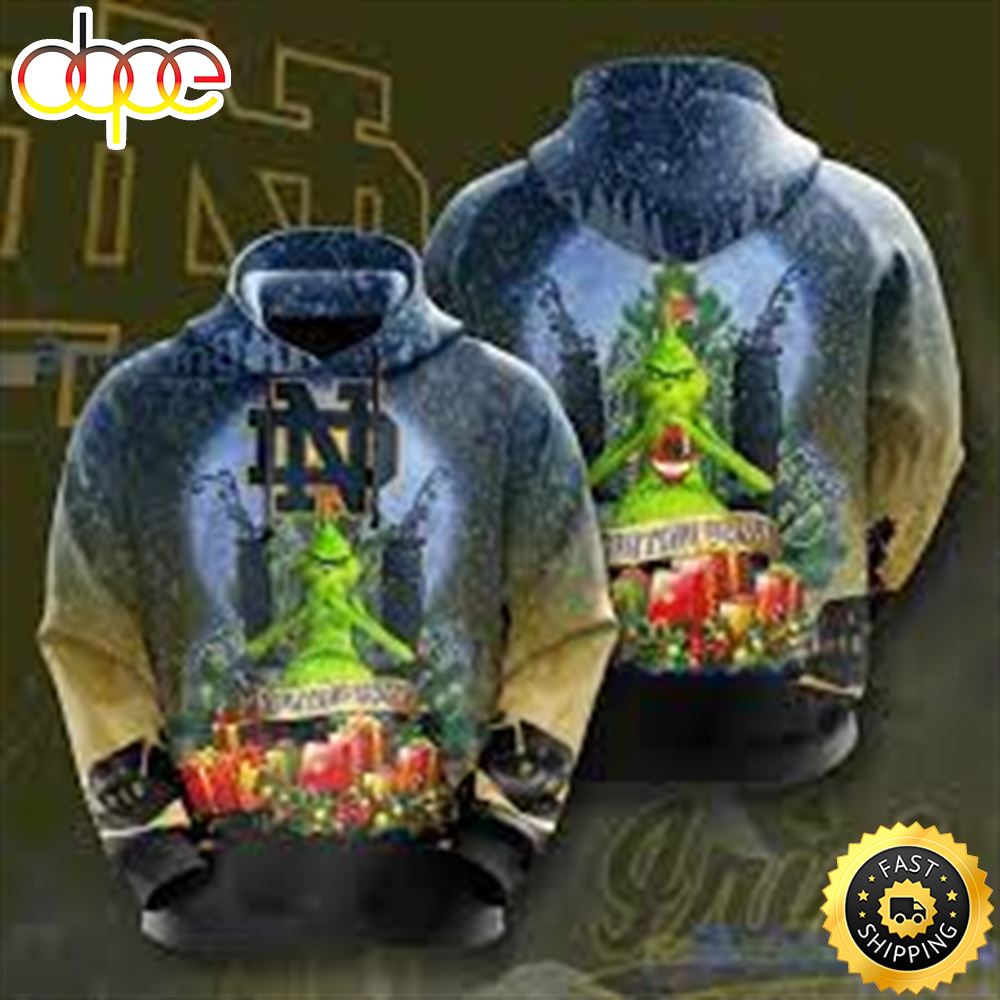 Notre Dame Fighting Irish Grinch Chirstmas Gift 3D Hoodie