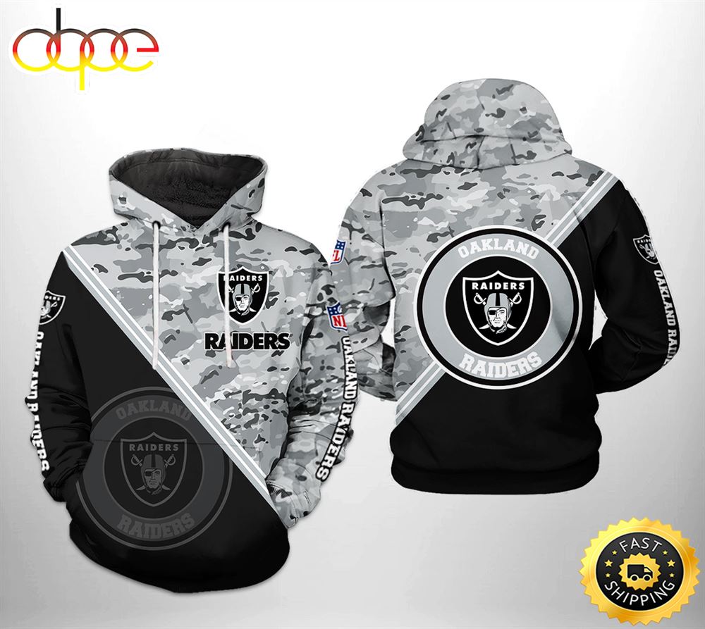 Oakland Raiders NFL Camo Team 3D Printed HoodieZipper Hoodie