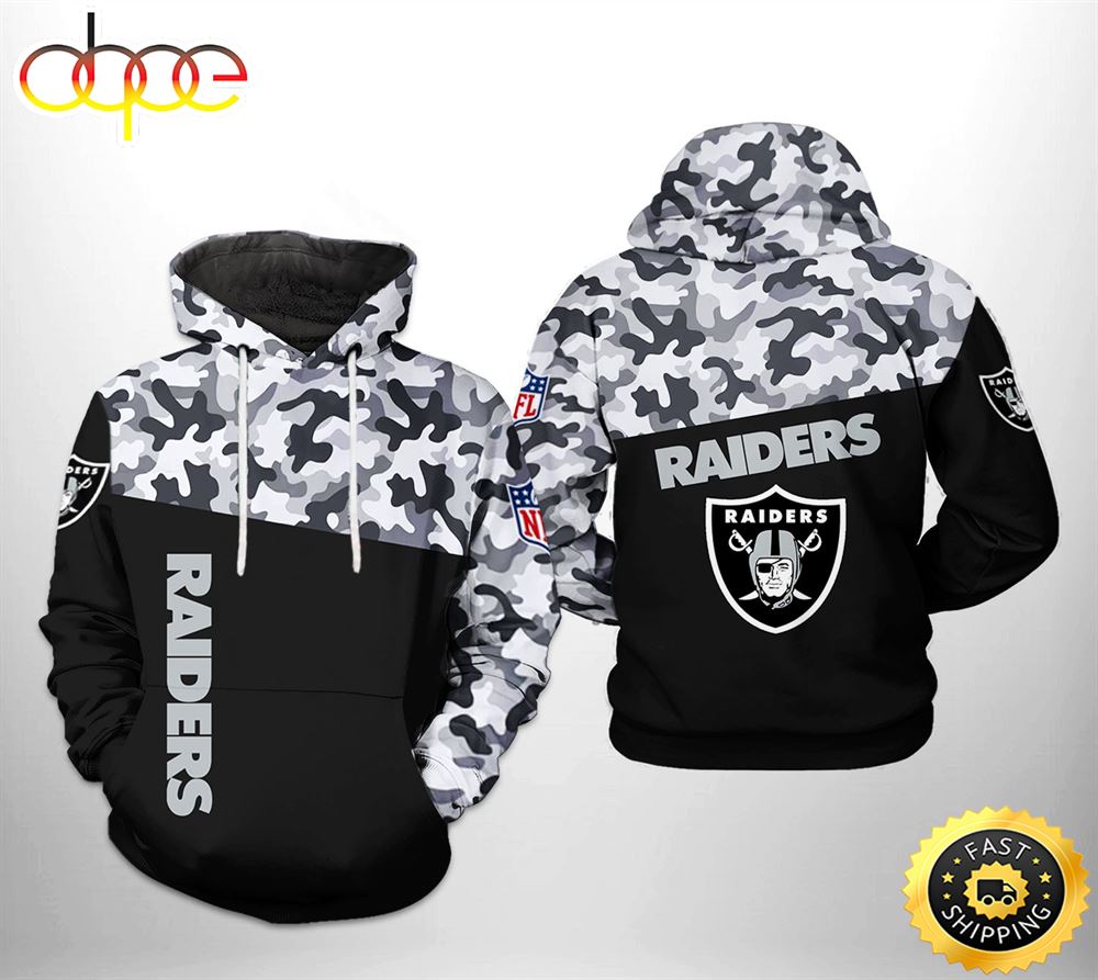 Oakland Raiders NFL Camo Veteran Team 3D Printed HoodieZipper Hoodie